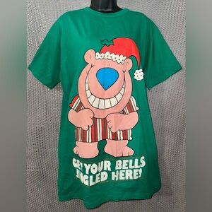 Vintage Christmas Graphic Sleep Shirt Moo Moo Jokes On You One Size Fits Most
